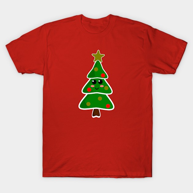 Cute Christmas Tree Kawaii T-Shirt by POD Creations